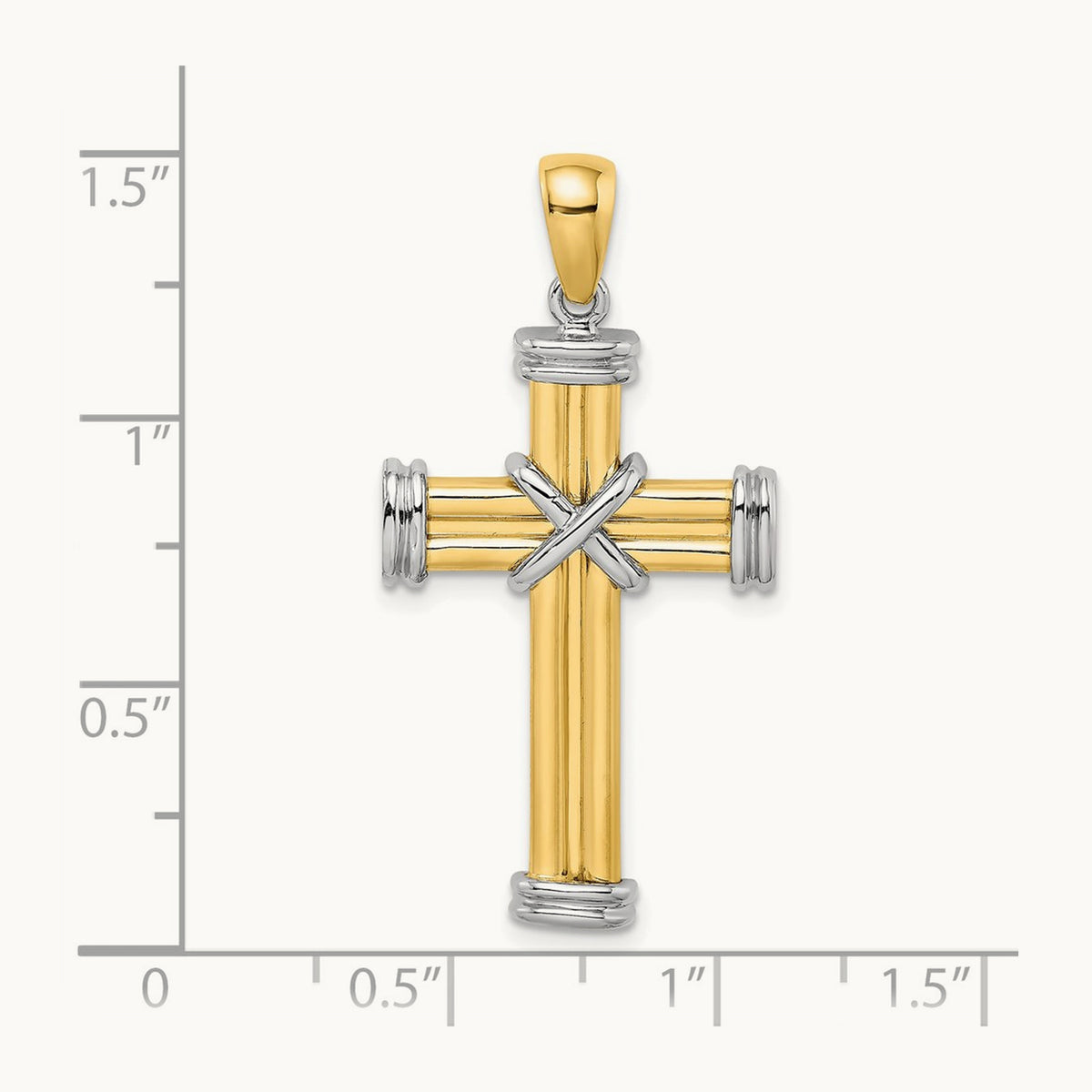 Polished Cross Charm, 14K Two-tone