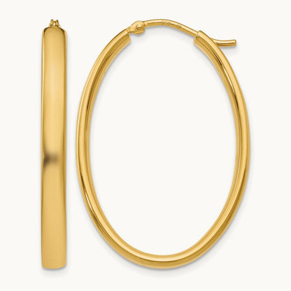 Gold-plated Polished Oval Hoop Earrings, Sterling Silver — Leslie's