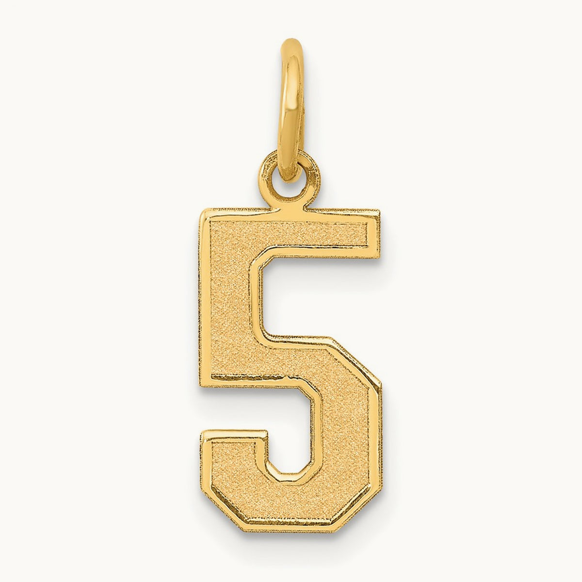 Medium Satin Number 5 Charm — 14K Yellow Gold