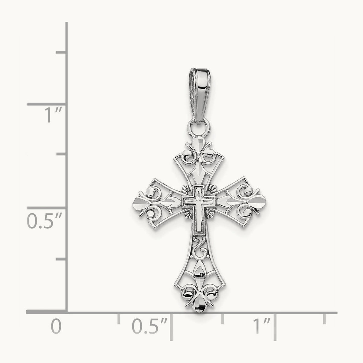 Filigree Cross Charm — 14K White Gold