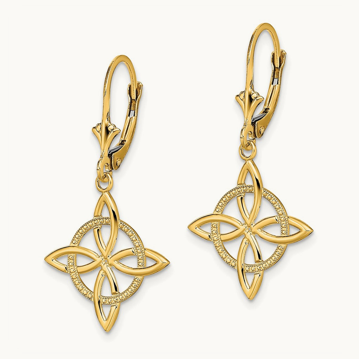 Small Celtic Eternity Knot Leverback Earrings, 14K