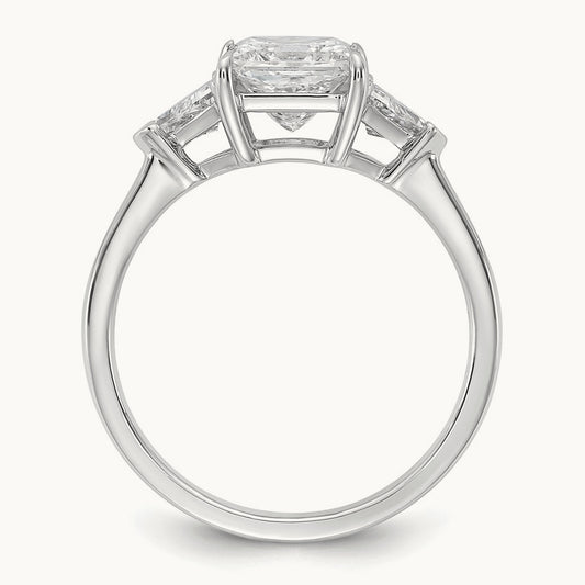 1/2ct Lab Grown Dia VS/SI+ G+ Trillion/1 1/2ct Princess Semi Eng Ring, 14K White Gold