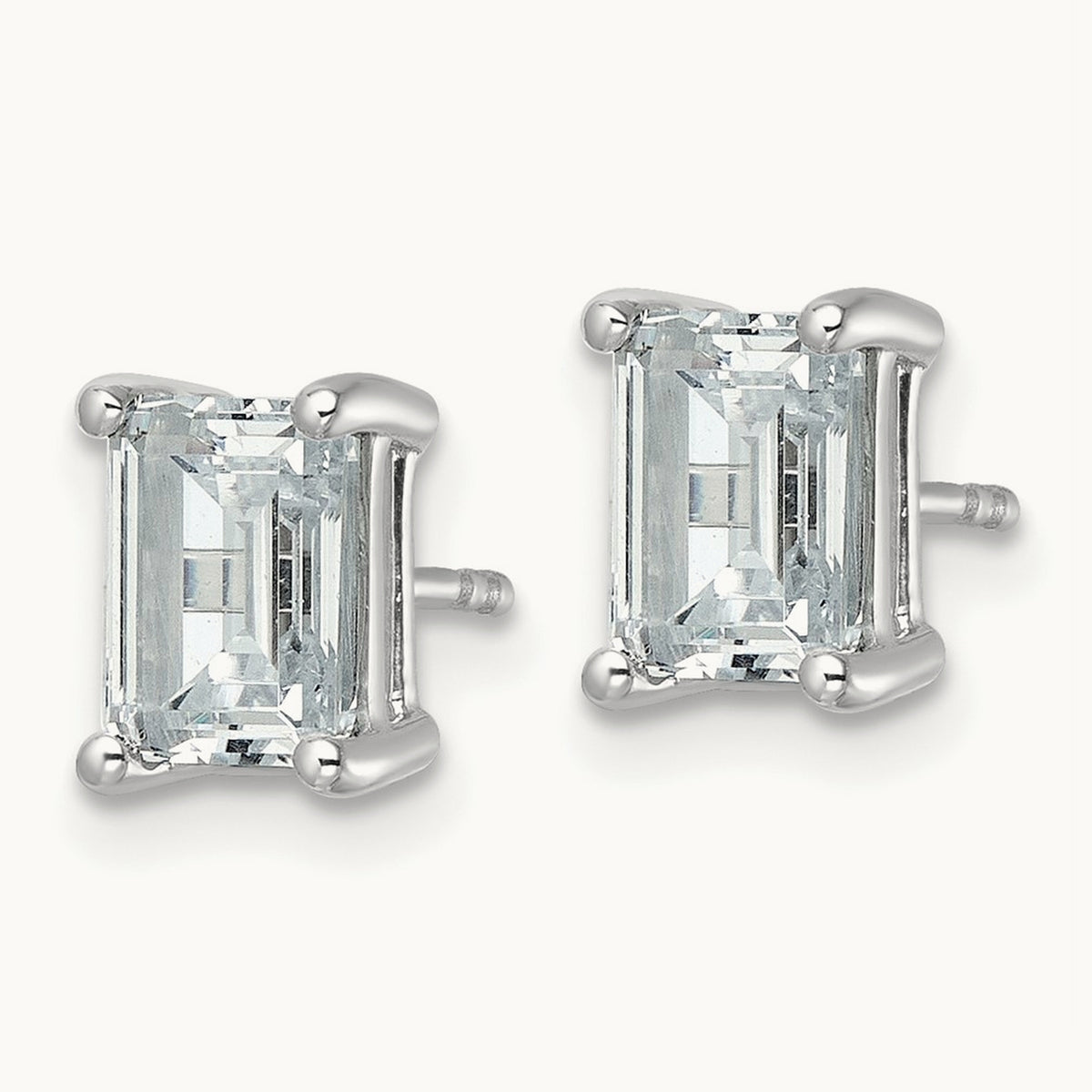 Emerald Four-Prong Stud Earrings, 0.50-6.00 ct tw Lab-Grown Diamond — 3 ct, 14K White Gold