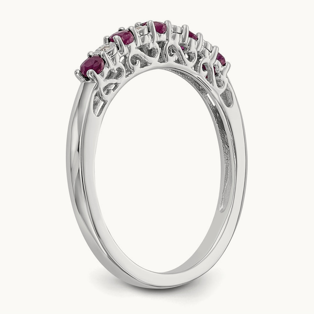 Diamond w/Ruby Band, 14K White Gold