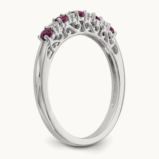 Diamond w/Ruby Band, 14K White Gold