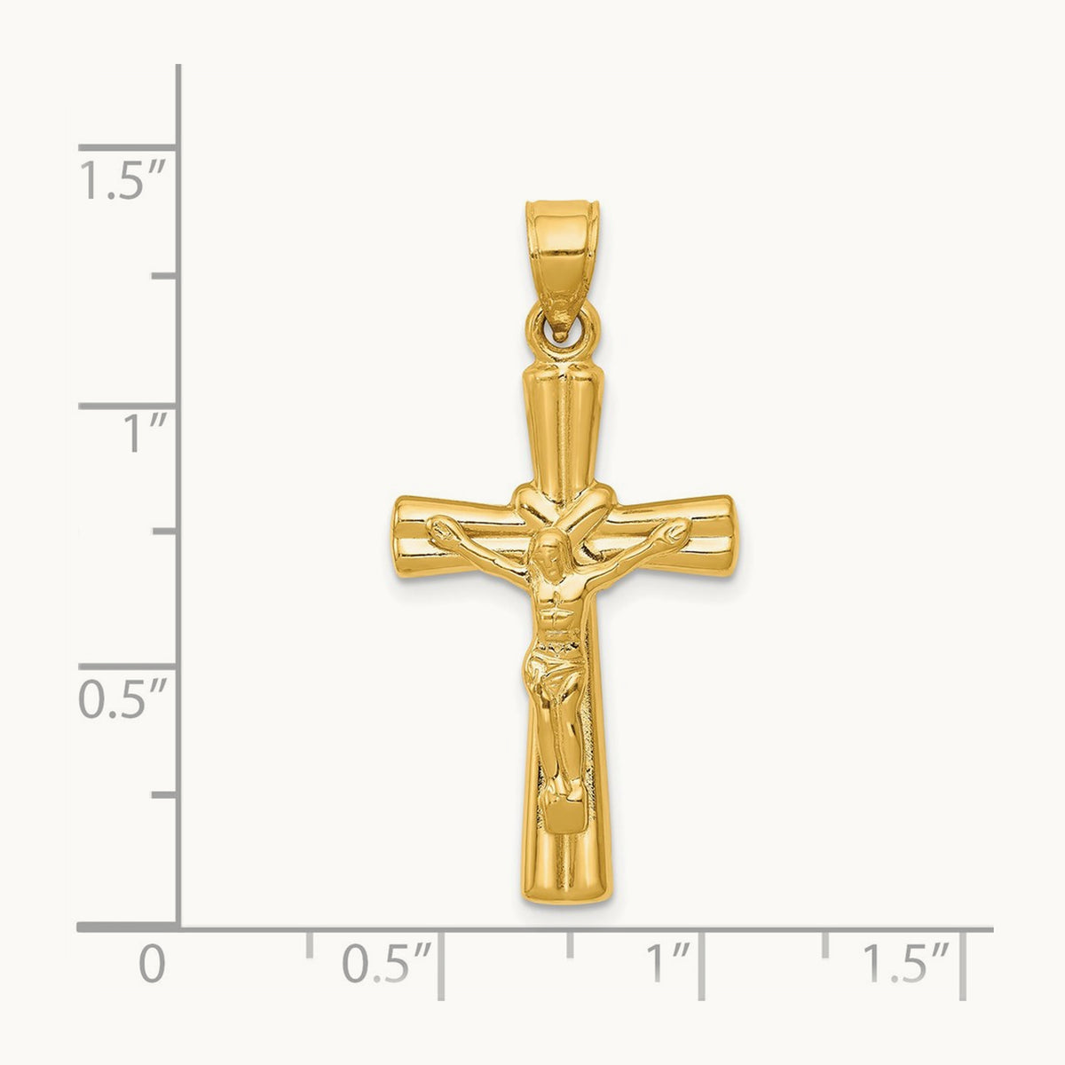Reversible Crucifix Pendant — 14K Yellow Gold, 34mm
