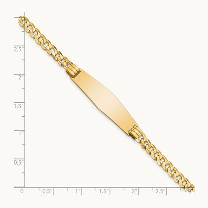 Curb Link Soft Diamond Shape ID Bracelet, 14K