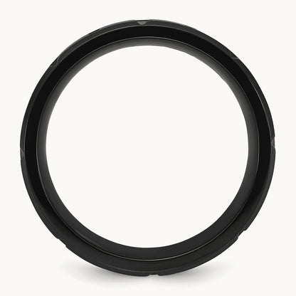 Brushed and Polished Black IP-plated Notched Band, 8mm, Titanium