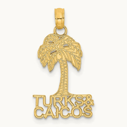 TURKS AND CAICOS Palm Tree Charm, 14K