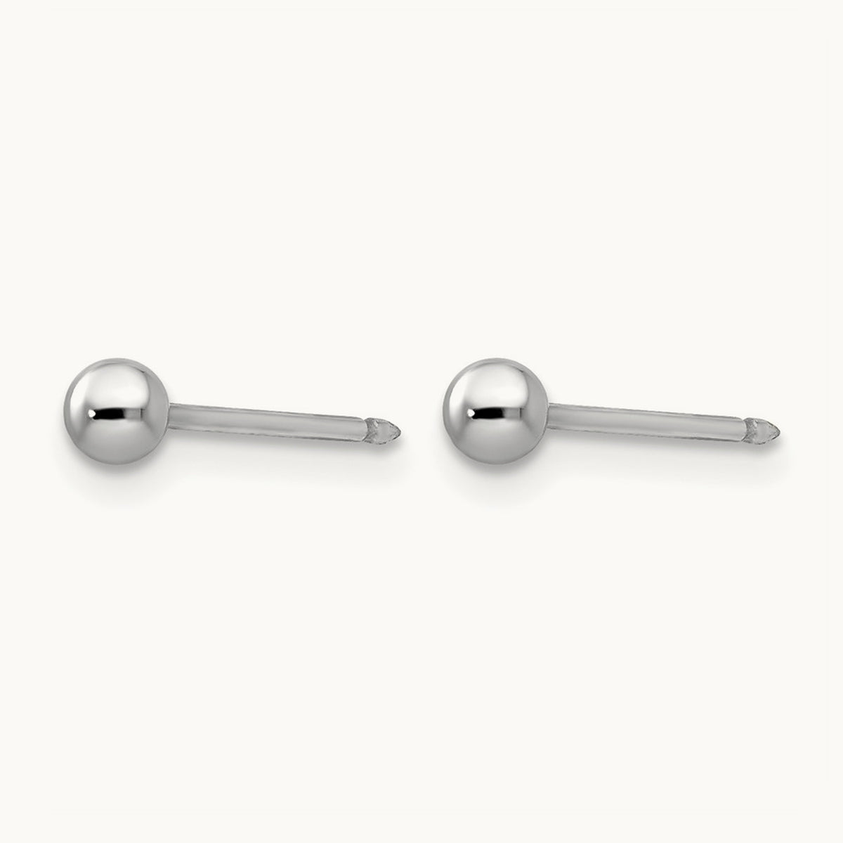 Inverness Ball Post Earrings — 14K White Gold, 3mm