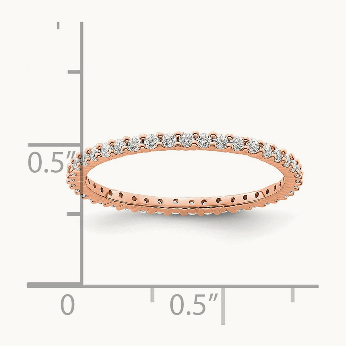 Polished Shared Prong 1/2ct Diamond Eternity Band, 14K Rose Gold