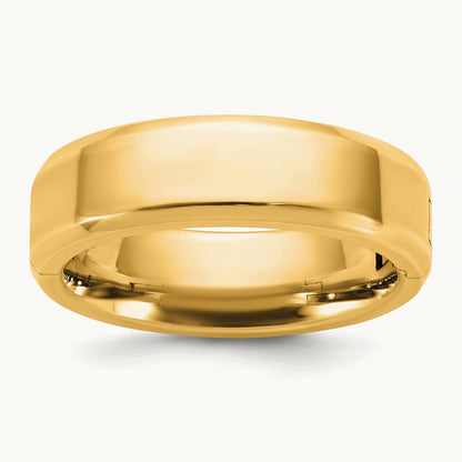 CLIQ Hinged Beveled Edge Wedding Band, 6mm, 14K Yellow Gold