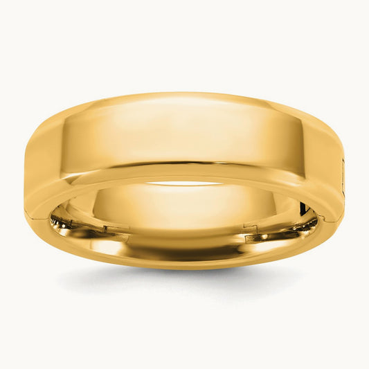 CLIQ Hinged Beveled Edge Wedding Band, 6mm, 14K Yellow Gold