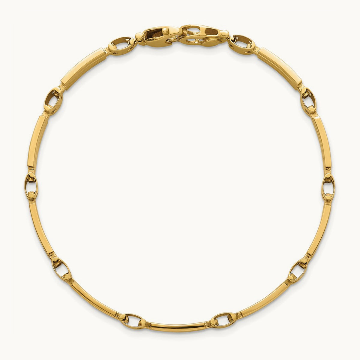 Polished and Brushed Fancy Link Bracelet, 5mm, 14K