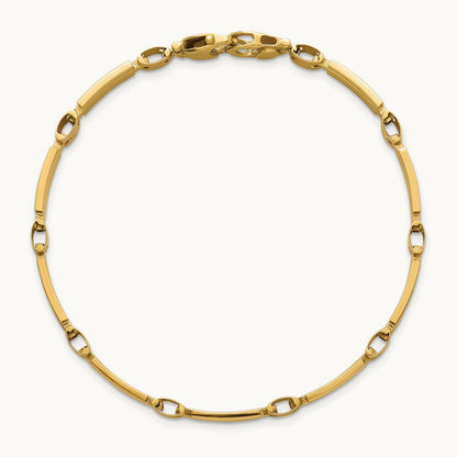 Polished and Brushed Fancy Link Bracelet, 5mm, 14K