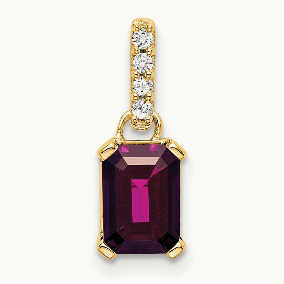 Rhodolite Garnet and Diamond Pendant — 14K Yellow Gold
