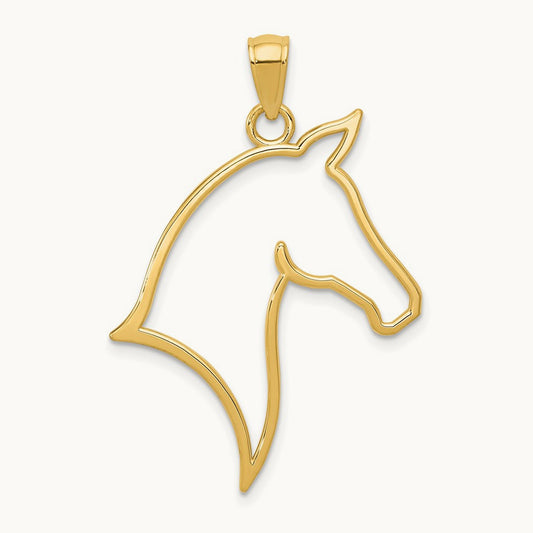 Polished Cut Out Horse Head Pendant, 14K