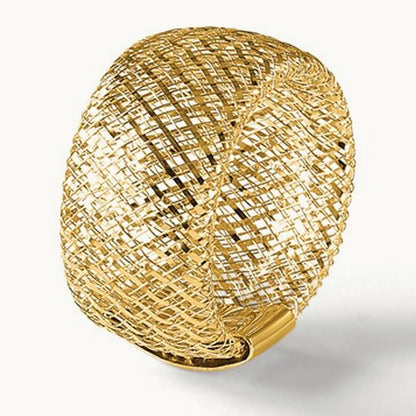 Wide Mesh Stretch Ring — 14K Yellow Gold