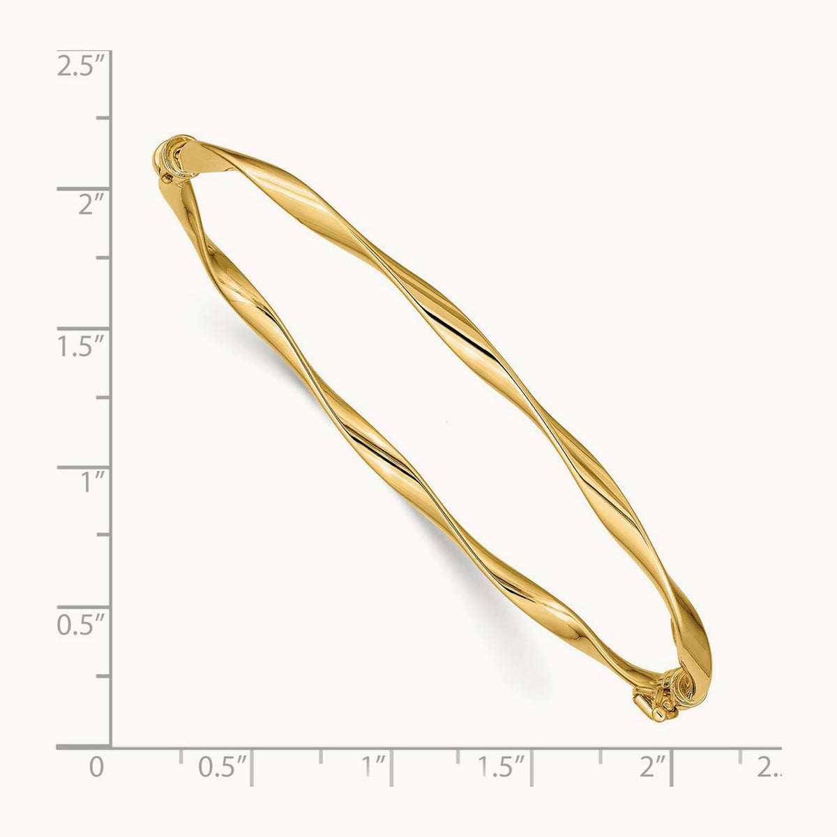 Polished Twisted Hinged Bangle Bracelet, 14K