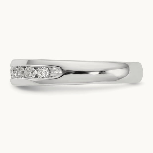 9-Stone Diamond Channel Band, 14K White Gold
