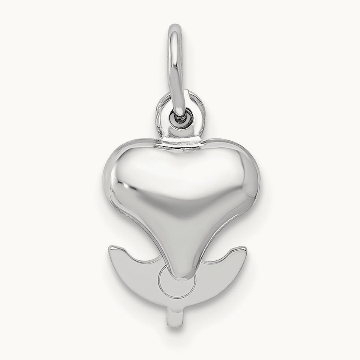 3D Heart, Cross And Anchor Pendant, 14K White Gold