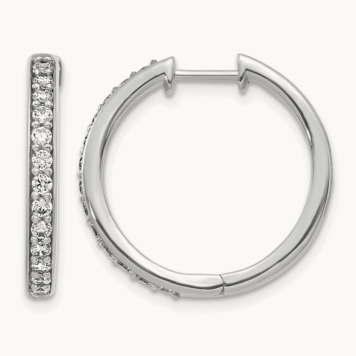 Diamond Hinged Hoop Earrings — 14K White Gold, 0.52 ct