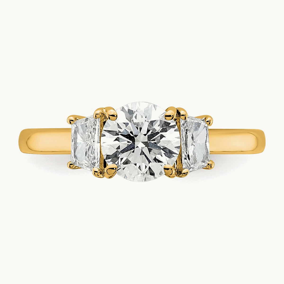 Trapezoid Sidestones Engagement Ring, 0.25-3.75 ct tw Lab-Grown Diamond — 1 3/8 ct, VS (Best) · Certified, 14K Yellow Gold