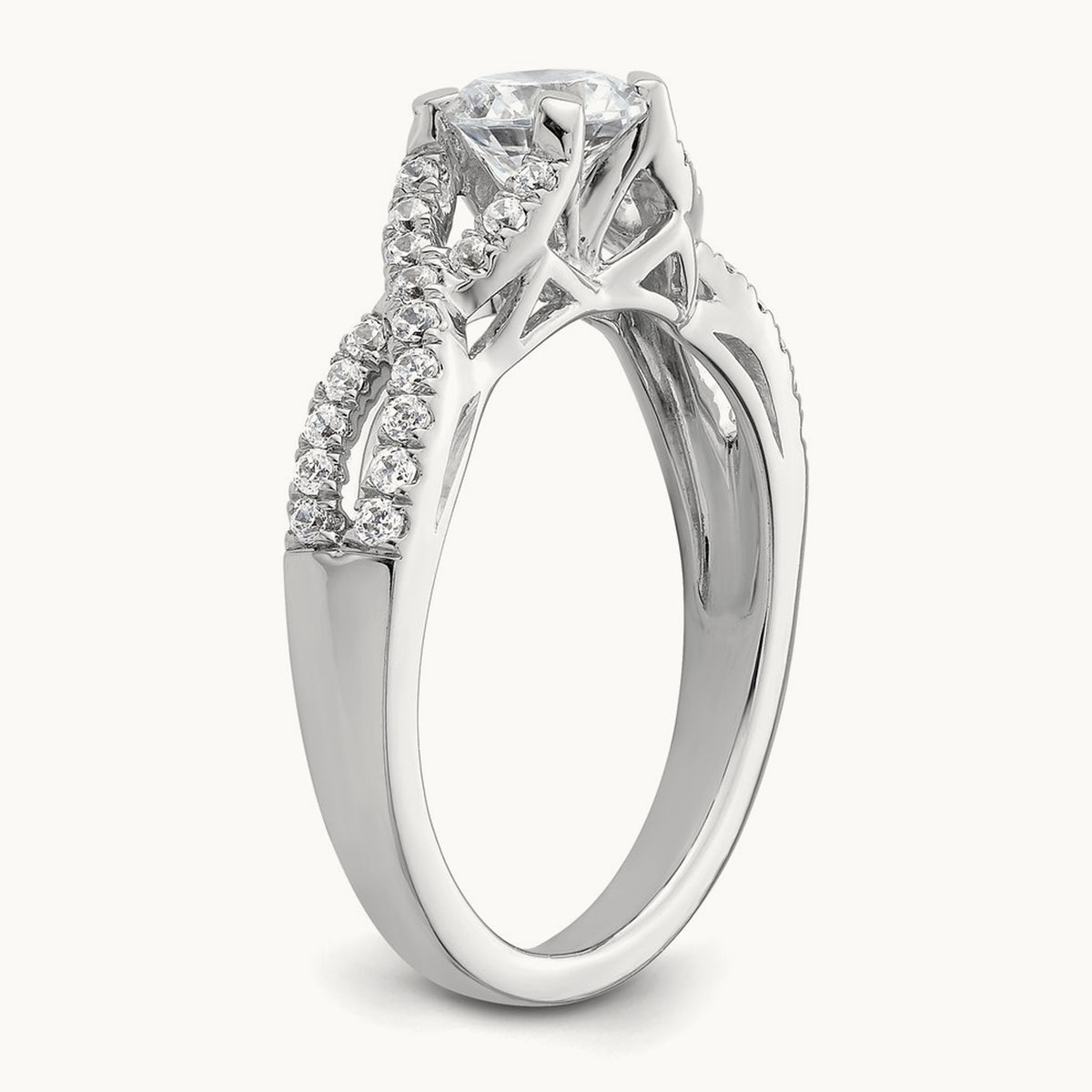 Round Semi-Mount Criss-Cross Engagement Ring — 2/7 ct, 7