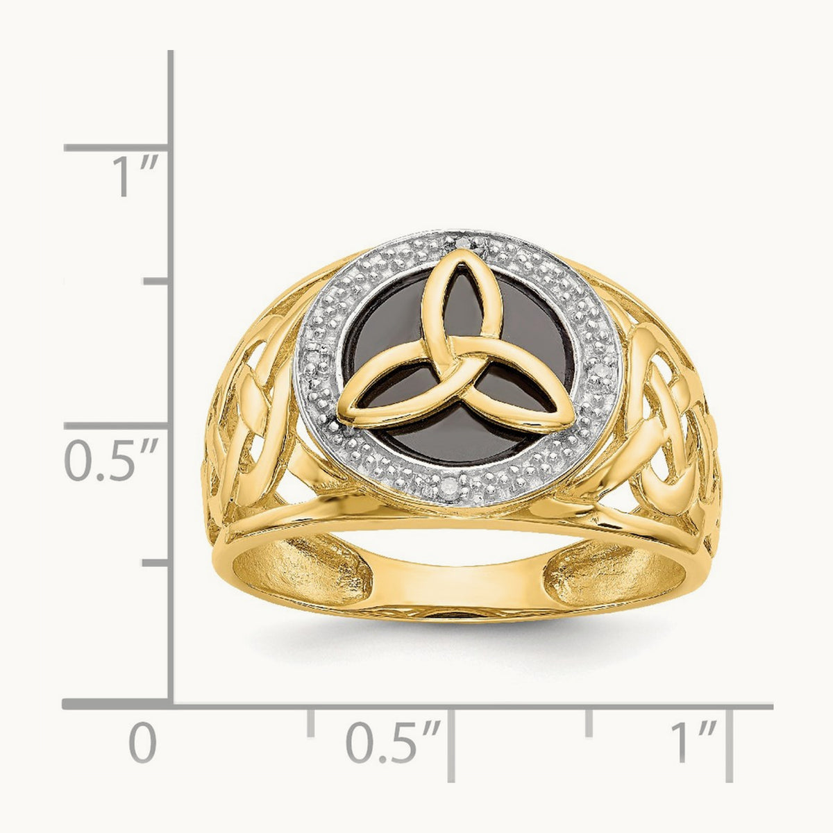 Onyx Diamond Trinity Ring, 14K with Rhodium