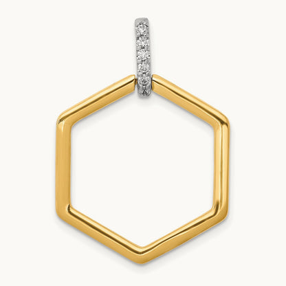 1/15ct. Diamond Fancy Hexagon Pendant, 14K Two-tone