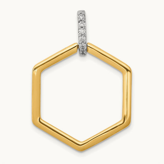 1/15ct. Diamond Fancy Hexagon Pendant, 14K Two-tone
