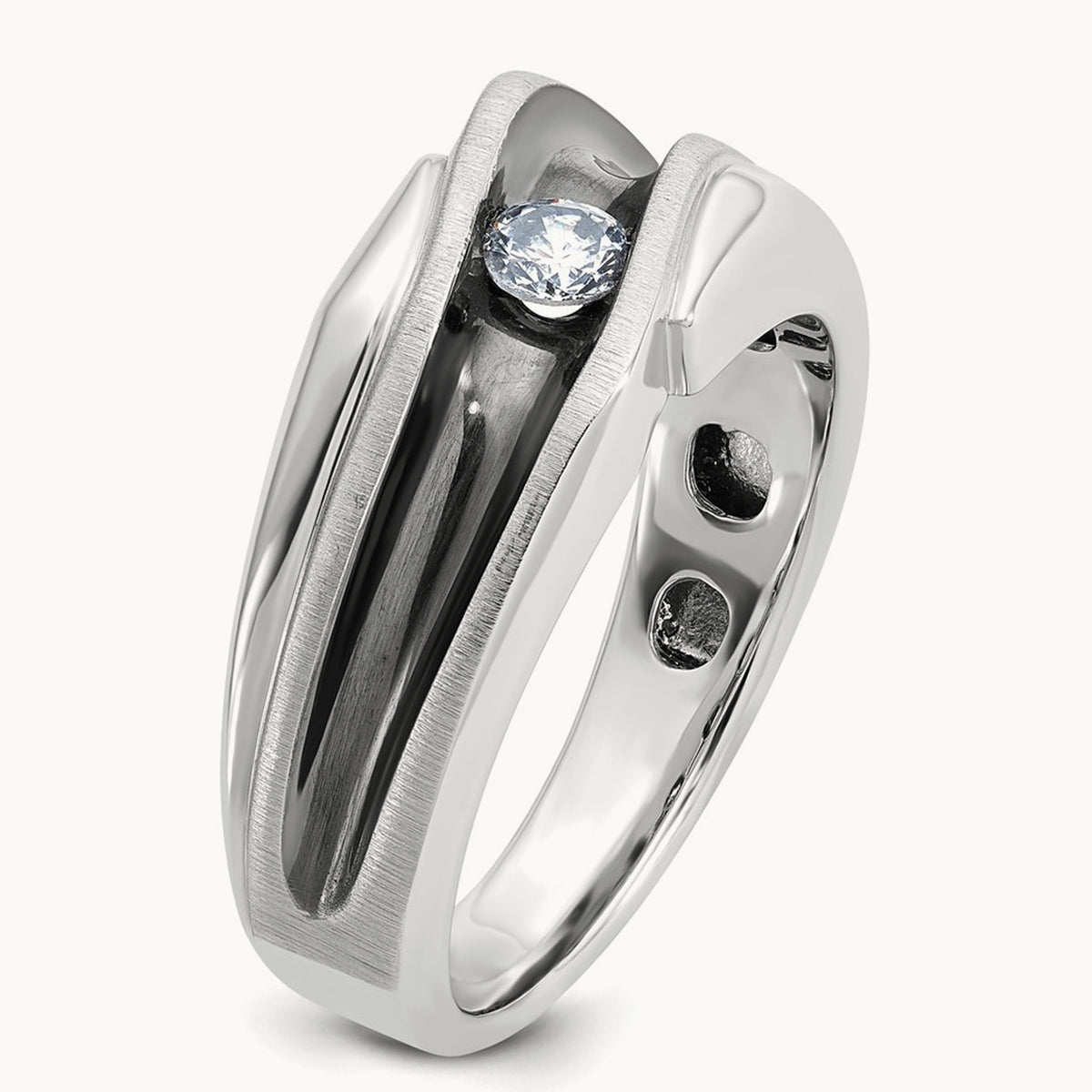 With Blk RH Men's Ring, 0.20 ct tw Lab-Grown Diamond