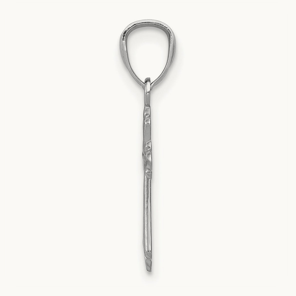 Budded Cross Charm — 14K White Gold, 21mm