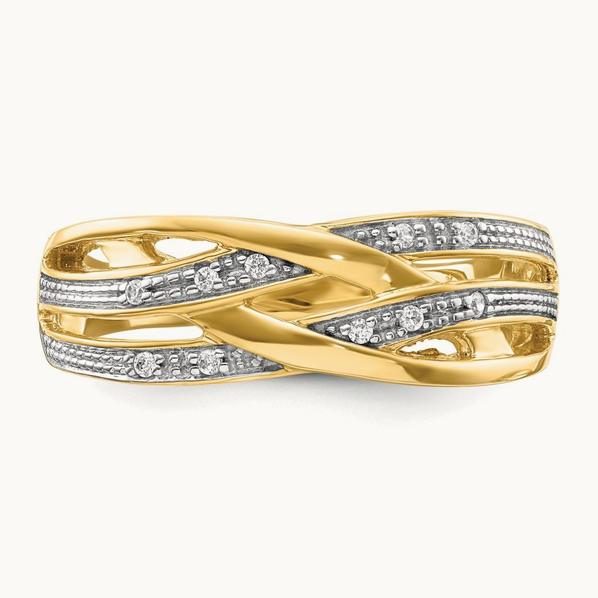 Rhodium Diamond Ring, 14K