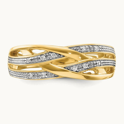 Rhodium Diamond Ring, 14K