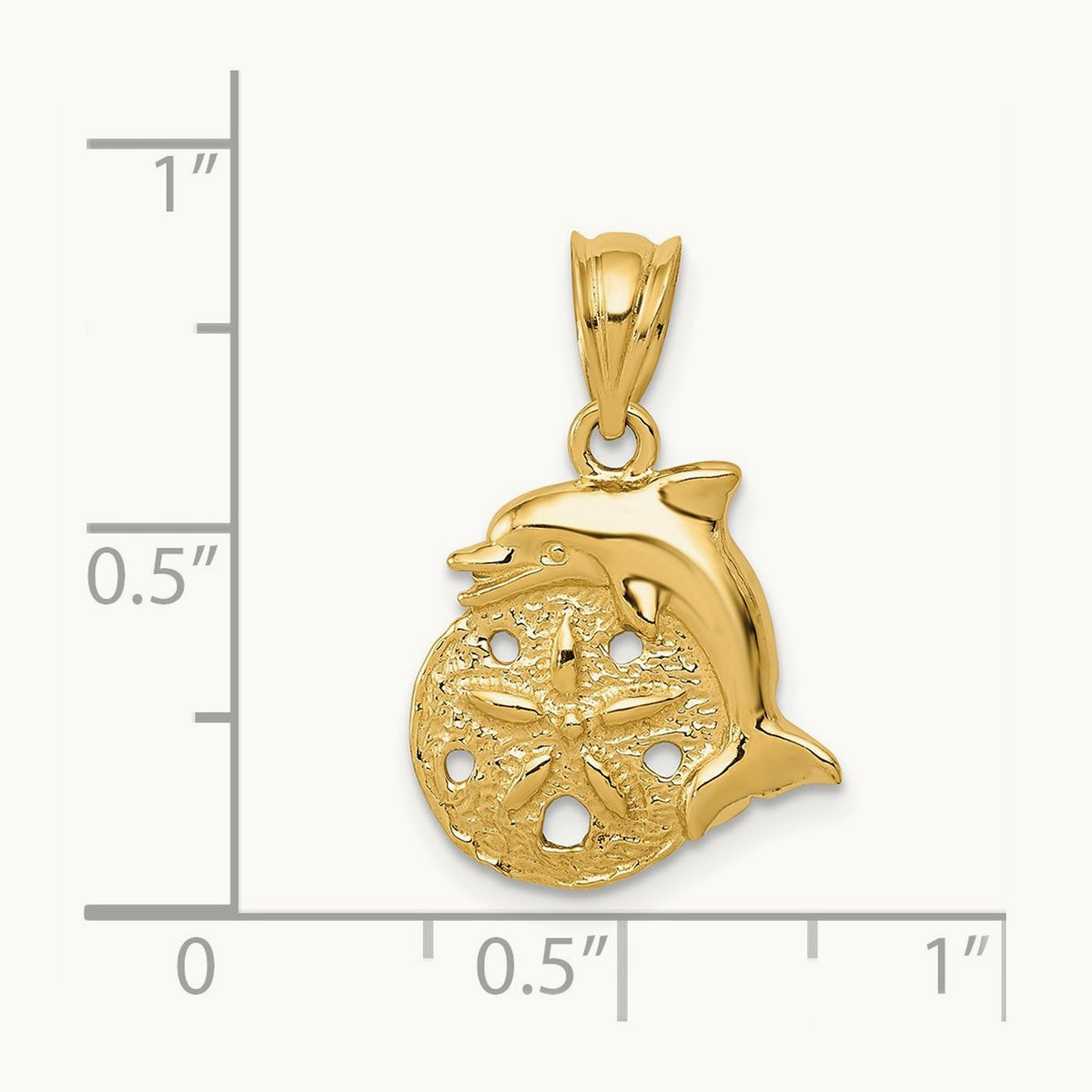 Dolphin and Sanddollar Charm, 14K
