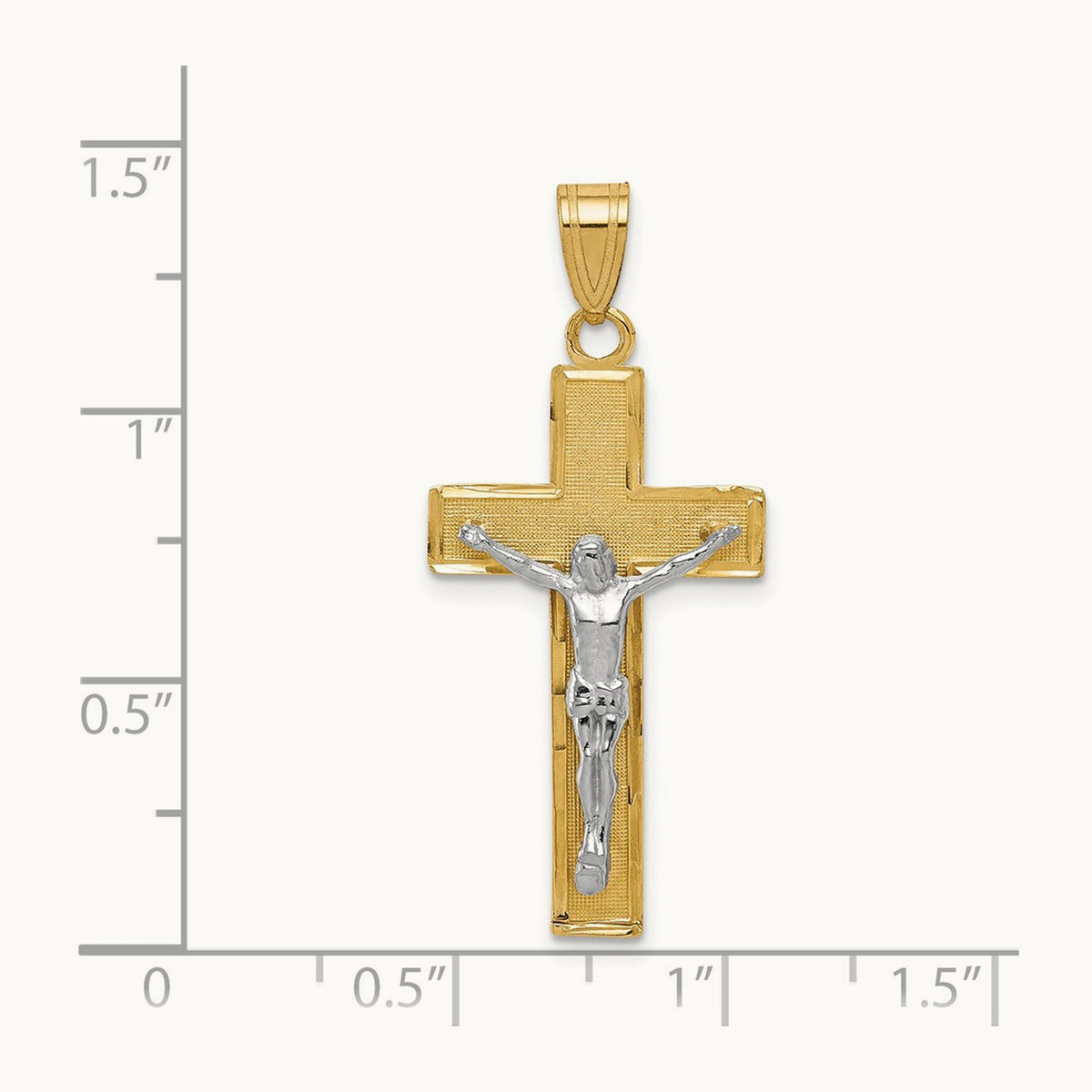Diamond-cut Crucifix Pendant, 14K Two-tone