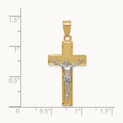 Diamond-cut Crucifix Pendant, 14K Two-tone
