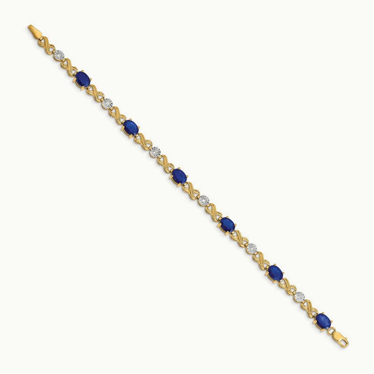 Diamond and Sapphire Infinity Bracelet — 14K Yellow Gold