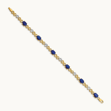 Diamond and Sapphire Infinity Bracelet — 14K Yellow Gold