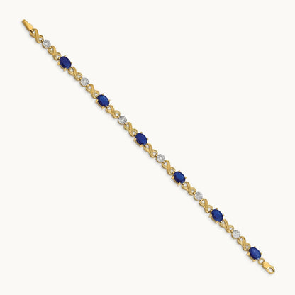 Diamond and Sapphire Infinity Bracelet — 14K Yellow Gold