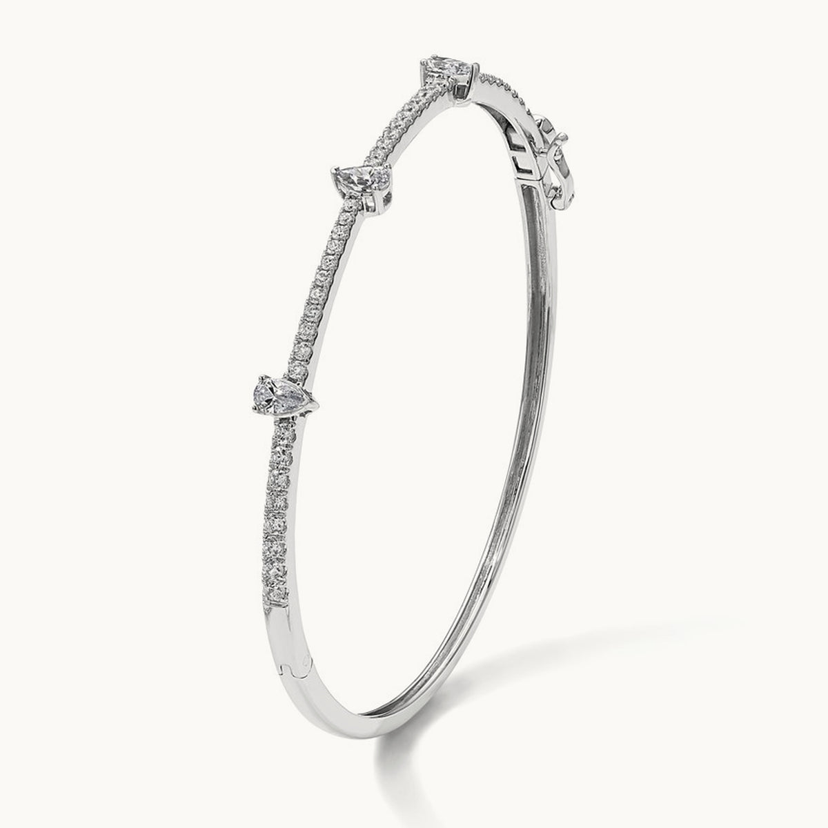 Round & Pear Hinged Bangle, 1.25 ct tw Lab-Grown Diamond