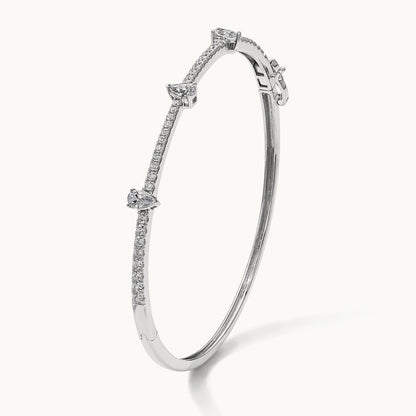 Round & Pear Hinged Bangle, 1.25 ct tw Lab-Grown Diamond