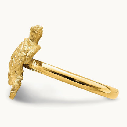 Brushed & Polished D/C Turtle Ring, 14K