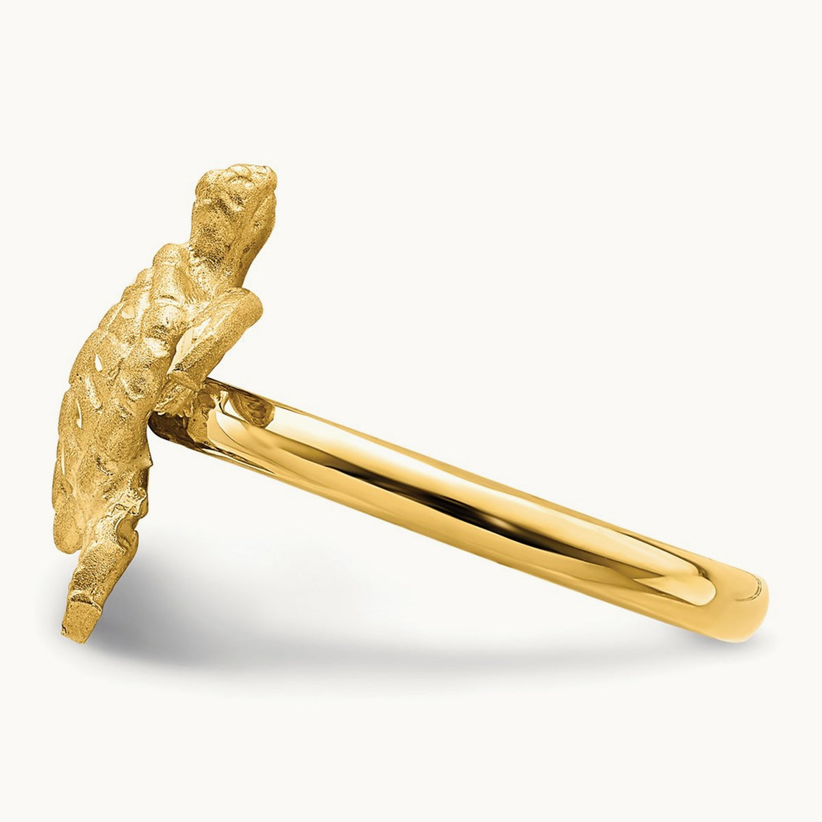 Brushed & Polished D/C Turtle Ring, 14K