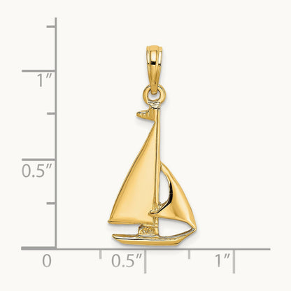 2-D Polished Sailboat Charm — 26.87mm