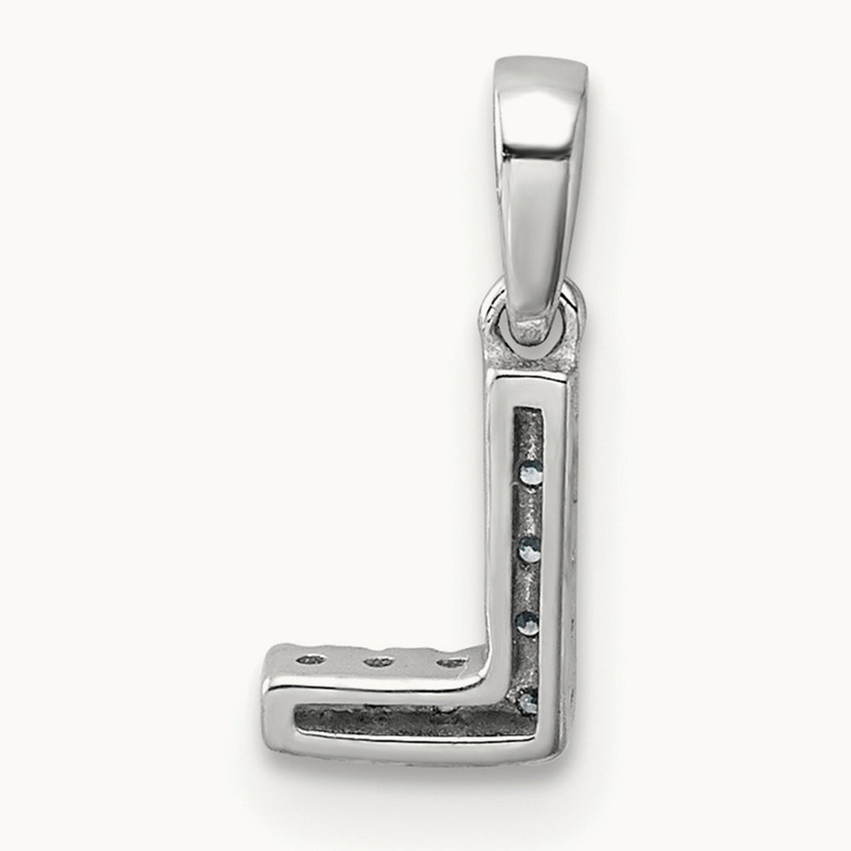 Diamond Initial with Bail Pendant — 14K White Gold, L