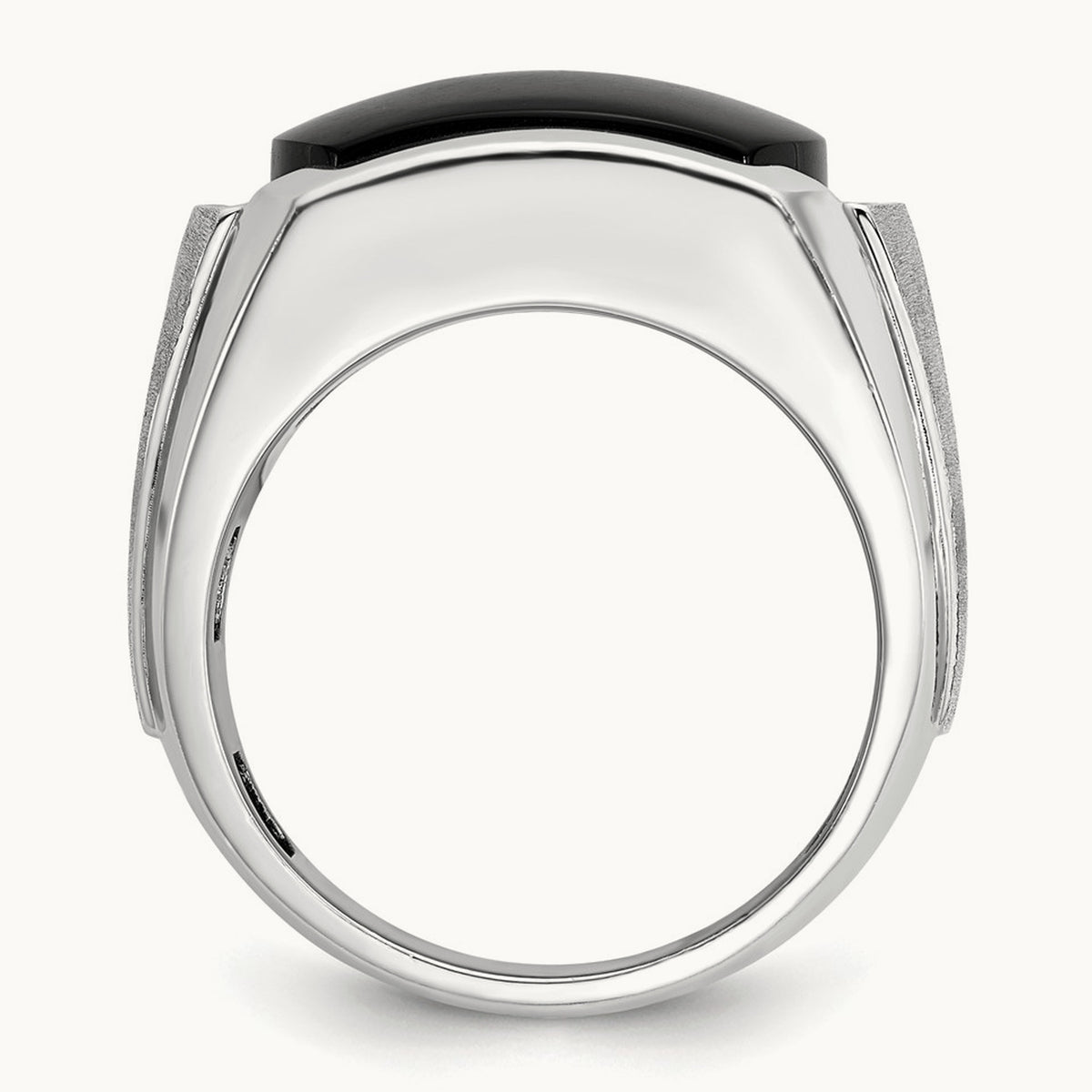 IBGoodman Men's Polished & Satin Onyx & Diamond Ring, 14K White Gold