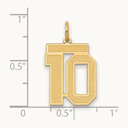 Medium Satin Number 10 Charm — 14K Yellow Gold