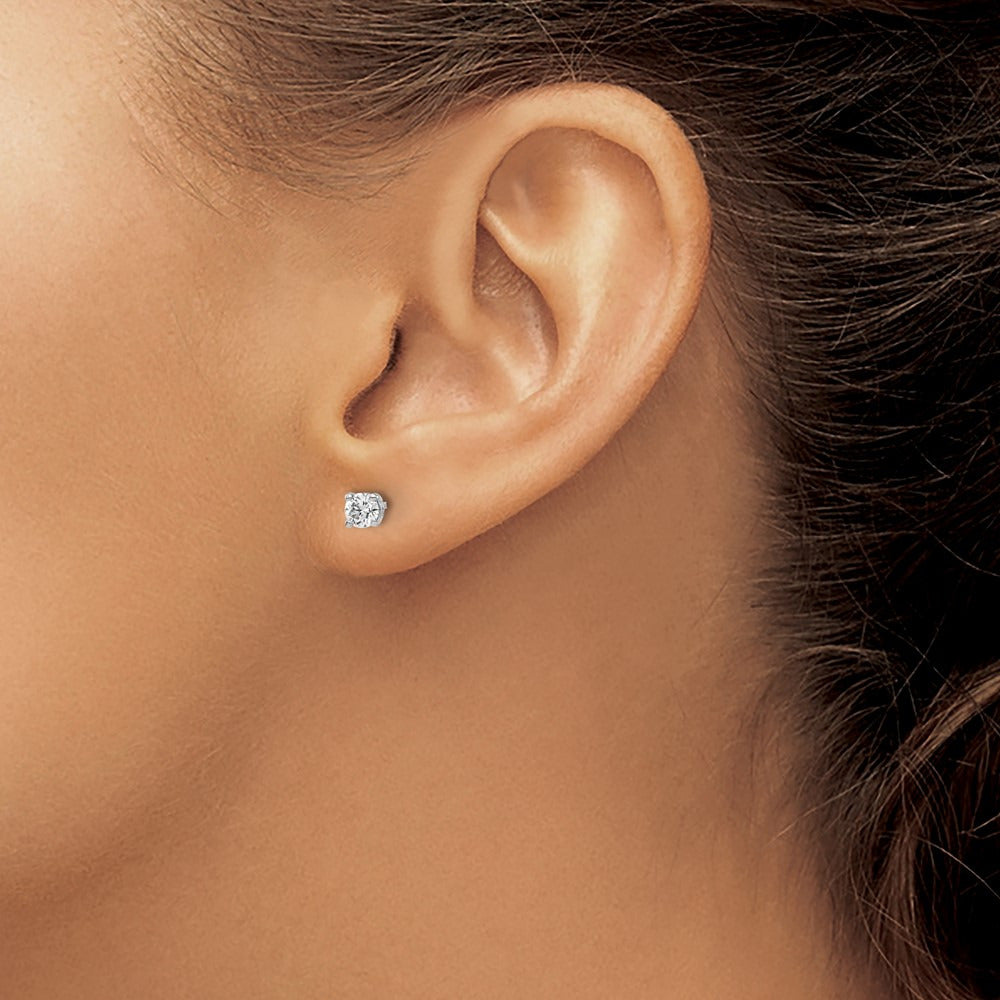 Round Diamond Stud Earrings — 14K White Gold, 0.44 ct tw, I1 J-K · push back